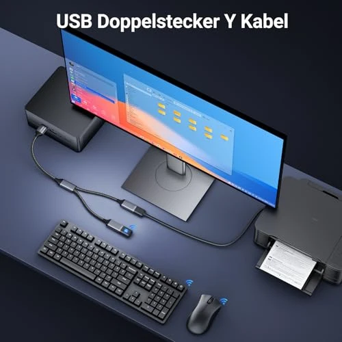 KiwiBird USB Splitter 1 zu 2 USB Doppelstecker USB Y Kabel Mini USB Hub