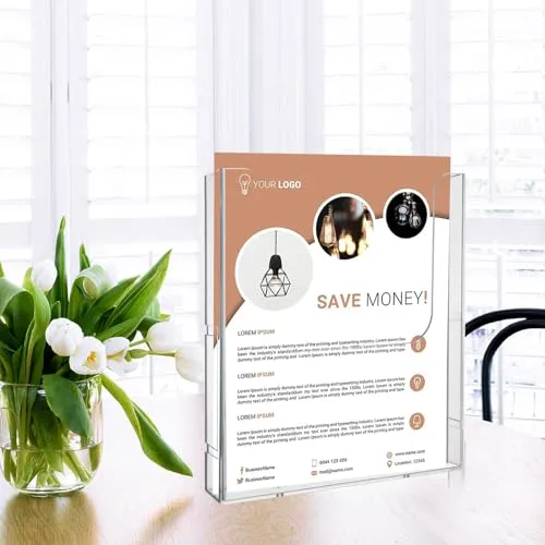 4 Stück Acryl Wandprospekthalter A4, Prospekthalter Wand A4, Prospekthalter Flyerständer, Transparent Zeitschriftenhalter Wand für Menü, Kataloge, Flyer