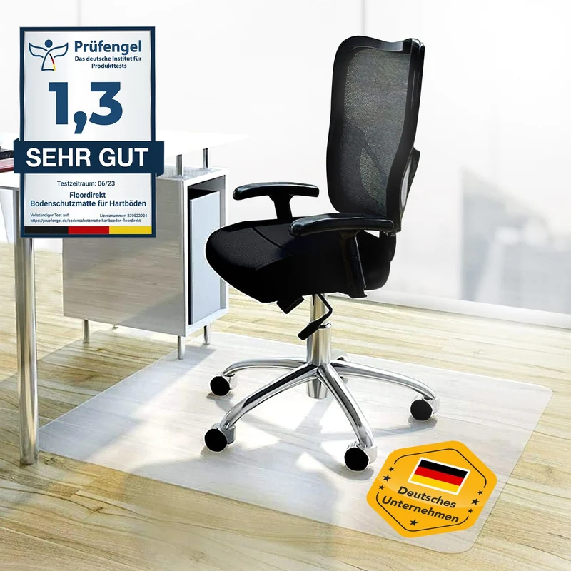 Floordirekt Bodenschutzmatte - Kratzfest, rutschfest, Milchweiß - Bodenmatte, Bodenschutz, Bürostuhlunterlage, Unterlegmatte, Schutzmatte für Laminat, Parkett, Hartböden (100 x 120 cm)