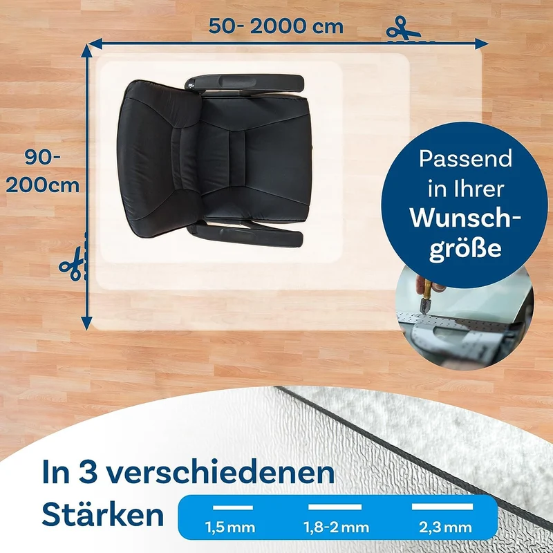 Floordirekt Bodenschutzmatte - Kratzfest, rutschfest, Milchweiß - Bodenmatte, Bodenschutz, Bürostuhlunterlage, Unterlegmatte, Schutzmatte für Laminat, Parkett, Hartböden (100 x 120 cm)
