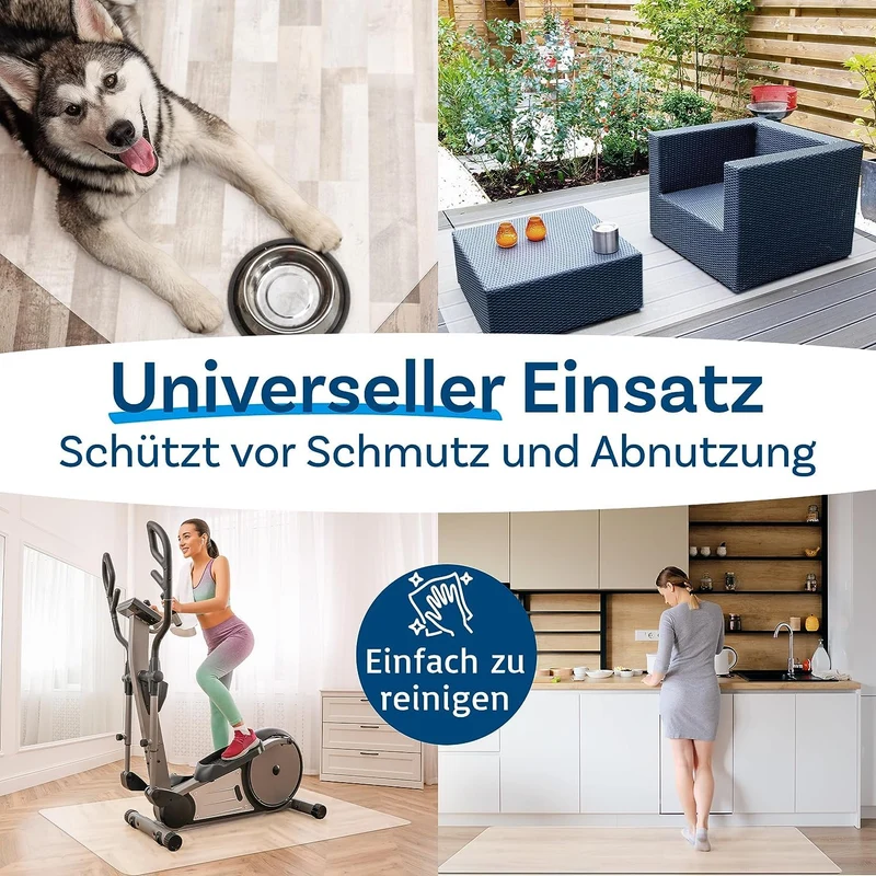 Floordirekt Bodenschutzmatte - Kratzfest, rutschfest, Milchweiß - Bodenmatte, Bodenschutz, Bürostuhlunterlage, Unterlegmatte, Schutzmatte für Laminat, Parkett, Hartböden (100 x 120 cm)