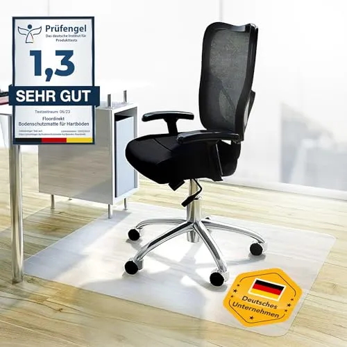 Floordirekt Bodenschutzmatte - Kratzfest, rutschfest, Milchweiß - Bodenmatte, Bodenschutz, Bürostuhlunterlage, Unterlegmatte, Schutzmatte für Laminat, Parkett, Hartböden (100 x 120 cm)