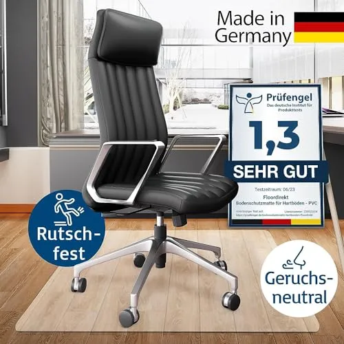 Floordirekt Bodenschutzmatte - Kratzfest, rutschfest, Milchweiß - Bodenmatte, Bodenschutz, Bürostuhlunterlage, Unterlegmatte, Schutzmatte für Laminat, Parkett, Hartböden (100 x 120 cm)