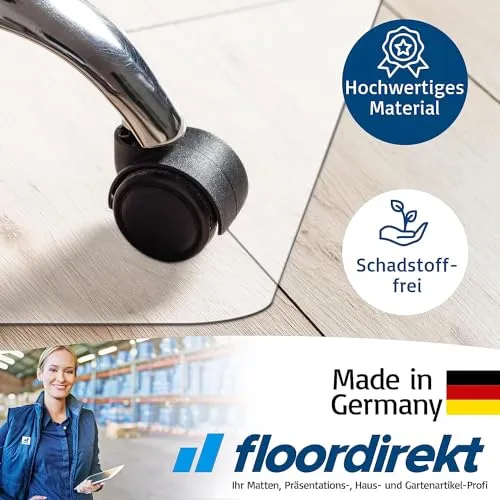 Floordirekt Bodenschutzmatte - Kratzfest, rutschfest, Milchweiß - Bodenmatte, Bodenschutz, Bürostuhlunterlage, Unterlegmatte, Schutzmatte für Laminat, Parkett, Hartböden (100 x 120 cm)
