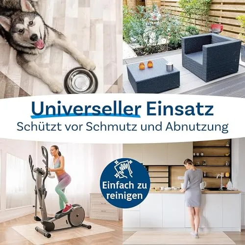 Floordirekt Bodenschutzmatte - Kratzfest, rutschfest, Milchweiß - Bodenmatte, Bodenschutz, Bürostuhlunterlage, Unterlegmatte, Schutzmatte für Laminat, Parkett, Hartböden (100 x 120 cm)