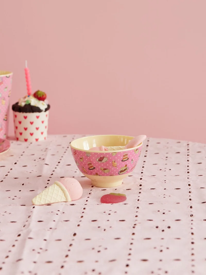 rice, Melamine Bowl with Sweet Cake Print - Small, 300ml