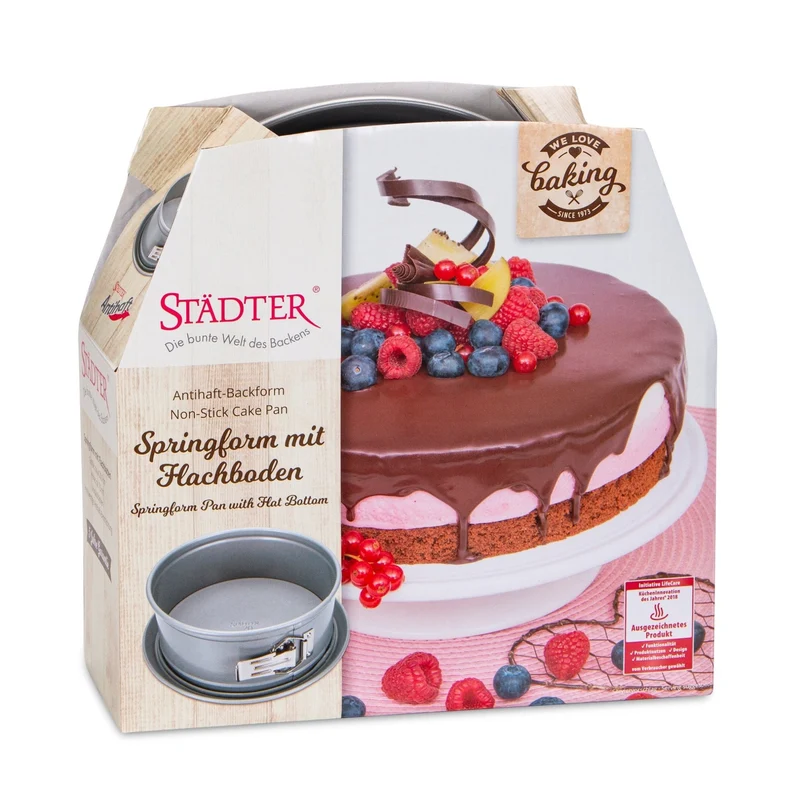 Städter 'WE-LOVE-BAKING-Springform ø 20 cm / H 7 cm Silber mit Flachboden'