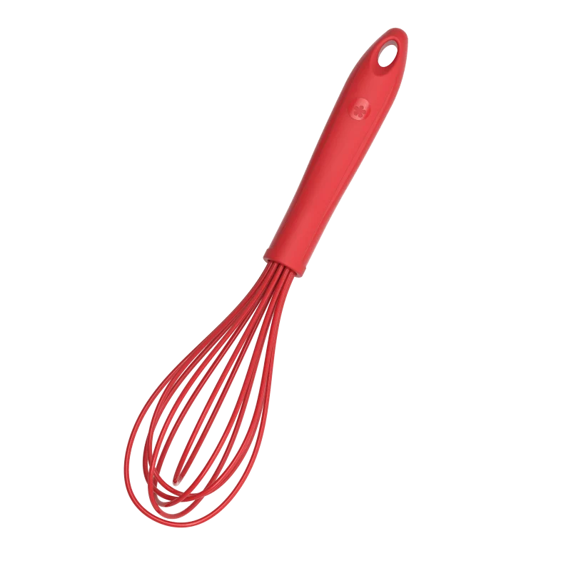 Schneebesen 28cm, KochBlume, Silikon, Edelstahl, Kunststoff, rot