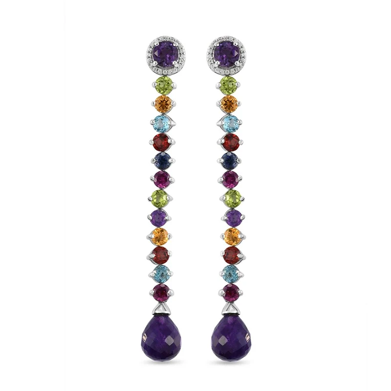 GP Spezial-Kollektion - Afrikanische Amethyst und mehrfarbige Edelstein-Ohrringe, 925 Silber platiniert ca. 22,41 ct