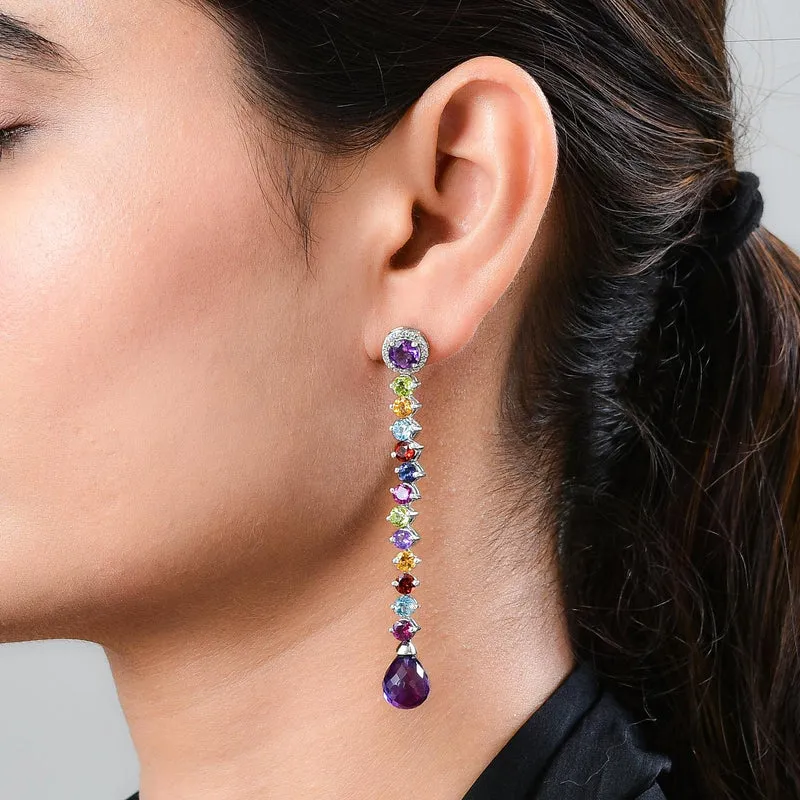 GP Spezial-Kollektion - Afrikanische Amethyst und mehrfarbige Edelstein-Ohrringe, 925 Silber platiniert ca. 22,41 ct