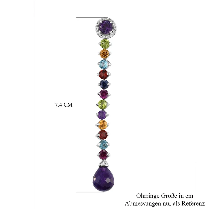 GP Spezial-Kollektion - Afrikanische Amethyst und mehrfarbige Edelstein-Ohrringe, 925 Silber platiniert ca. 22,41 ct