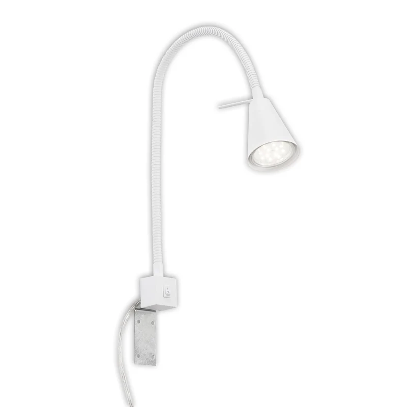 BRILONER - LED Leselampe mit Schalter am Gehäuse, schwenkbar, GU10 4,7W, 400lm, warmweißes Licht, Wandleuchte Innen, Wandlampe, Bettlampe, Lampe Bett, Leselicht, Nachttischlampe, 40,3 cm, Weiß