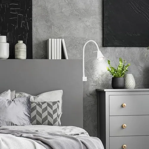 BRILONER - LED Leselampe mit Schalter am Gehäuse, schwenkbar, GU10 4,7W, 400lm, warmweißes Licht, Wandleuchte Innen, Wandlampe, Bettlampe, Lampe Bett, Leselicht, Nachttischlampe, 40,3 cm, Weiß