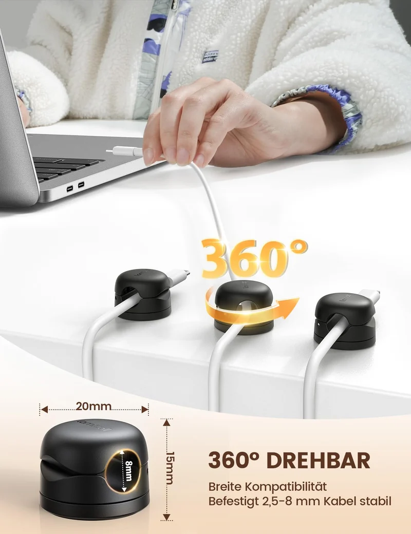 Lamicall Kabelhalter Selbstklebend, 6 Stück Kabelclips Kabelhalterung