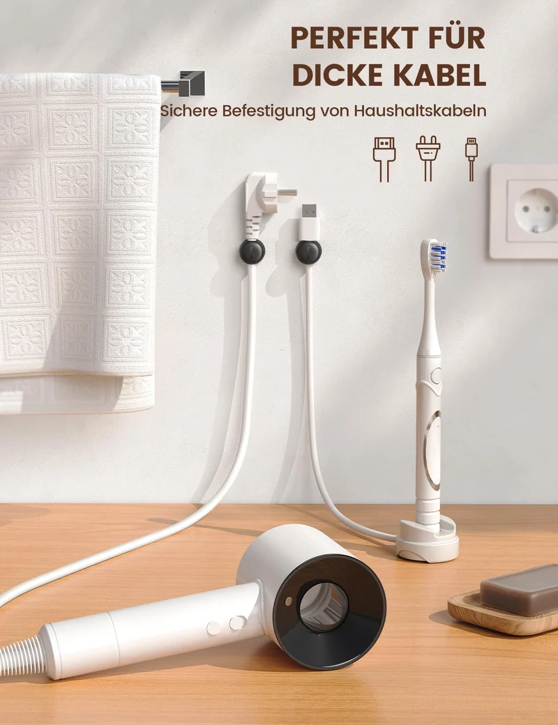 Lamicall Kabelhalter Selbstklebend, 6 Stück Kabelclips Kabelhalterung