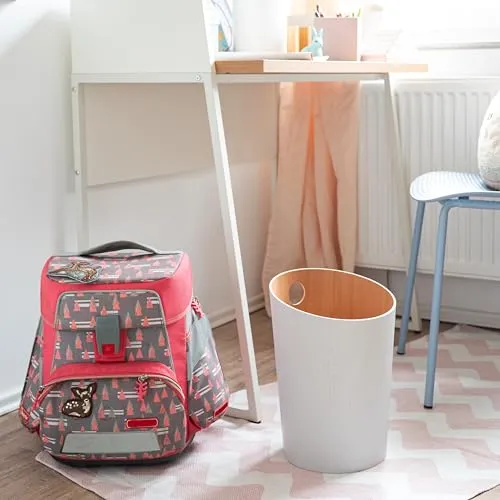 Kazai. Design-Papierkorb 'Bennet' | Einzigartiges Design für Büro, Schlafzimmer, Kinderzimmer u.m. | Mülleimer aus Echtholz-Veneer | Weiß