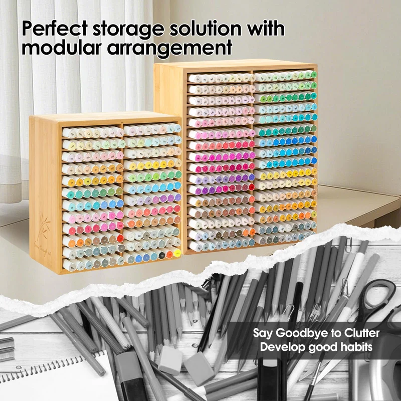 Marker Organizer für 288 Marker, Bambus hölzerne Schreibtisch Lagerung Veranstalter Rack, Marker Stifte Bleistifte Kunst Pinsel Lagerung Halter für Haus Klassenzimmer Büro Dekor