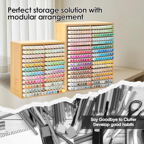 Marker Organizer für 288 Marker, Bambus hölzerne Schreibtisch Lagerung Veranstalter Rack, Marker Stifte Bleistifte Kunst Pinsel Lagerung Halter für Haus Klassenzimmer Büro Dekor