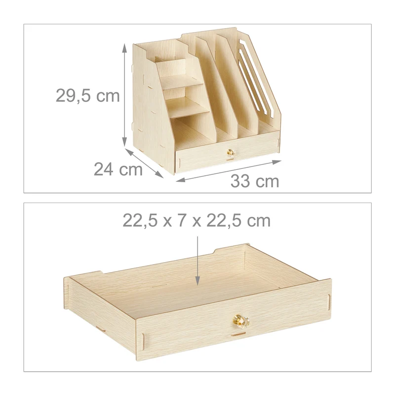Relaxdays Schreibtisch-Organizer MDF, hellbraun