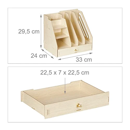 Relaxdays Schreibtisch-Organizer MDF, hellbraun