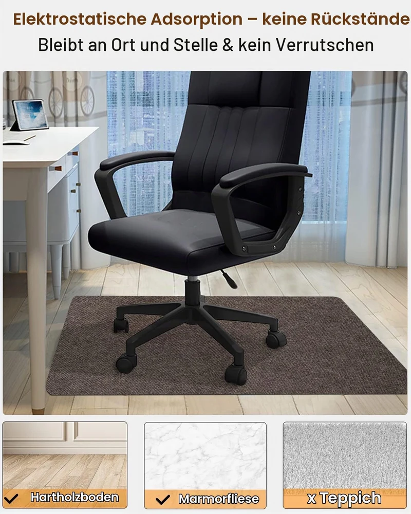 Bürostuhl Unterlage, 90 x 120 cm, Braun, Bodenschutzmatte bürostuhl,