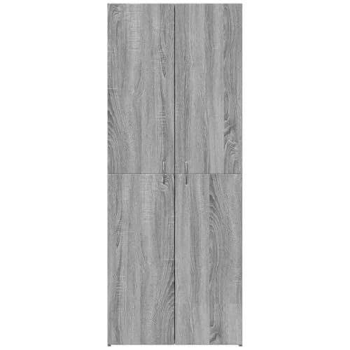 Aktenschrank Grau Sonoma Holzwerkstoff 60x32x153 cm mit 4 Fächern und Tür für Büro Homeoffice Arbeitszimmer Stauraum Ablage Ordnung und Sicherheit