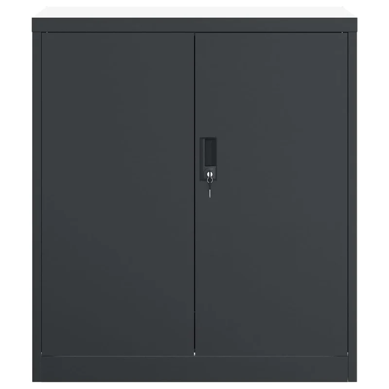 Aktenschrank Anthrazit aus pulverbeschichtetem Stahl 79x40x90 cm abschließbar Büroschrank mit Regal für Dokumentenschrank und Ordnerschrank Büro Arbeitszimmer Homeoffice