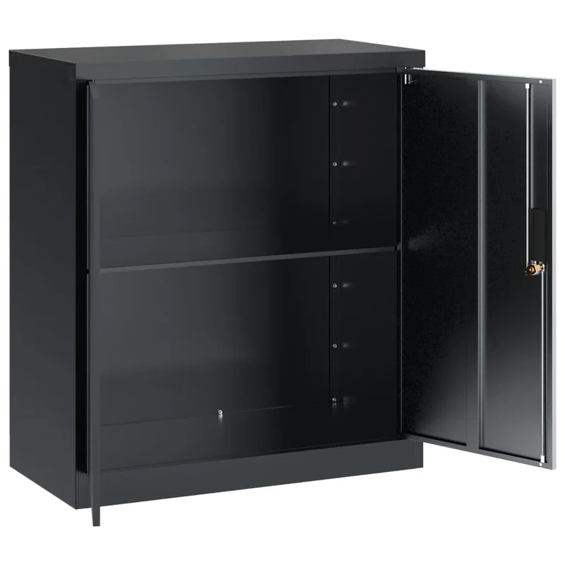 Aktenschrank Anthrazit aus pulverbeschichtetem Stahl 79x40x90 cm abschließbar Büroschrank mit Regal für Dokumentenschrank und Ordnerschrank Büro Arbeitszimmer Homeoffice