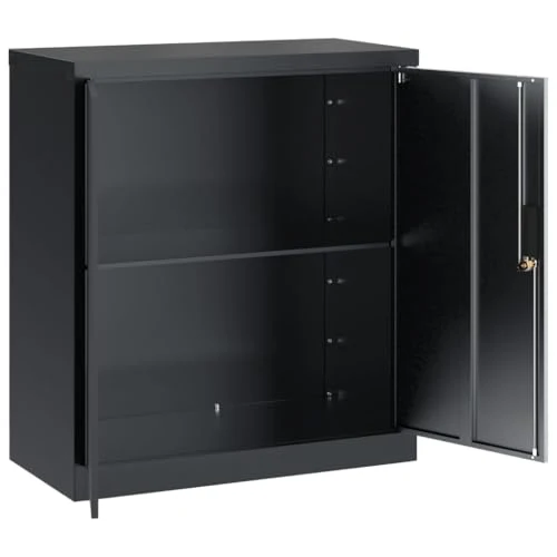 Aktenschrank Anthrazit aus pulverbeschichtetem Stahl 79x40x90 cm abschließbar Büroschrank mit Regal für Dokumentenschrank und Ordnerschrank Büro Arbeitszimmer Homeoffice