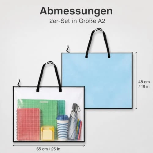 2 Stück Zeichenmappe A2, Sammelmappe mit wasserfester Aufbewahrung, DIN A2 Mappe Mit Reißverschluss, Ideal Zum Organisieren Von Zeichnungen Dokumenten Kunstwerken