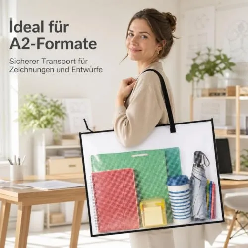 2 Stück Zeichenmappe A2, Sammelmappe mit wasserfester Aufbewahrung, DIN A2 Mappe Mit Reißverschluss, Ideal Zum Organisieren Von Zeichnungen Dokumenten Kunstwerken