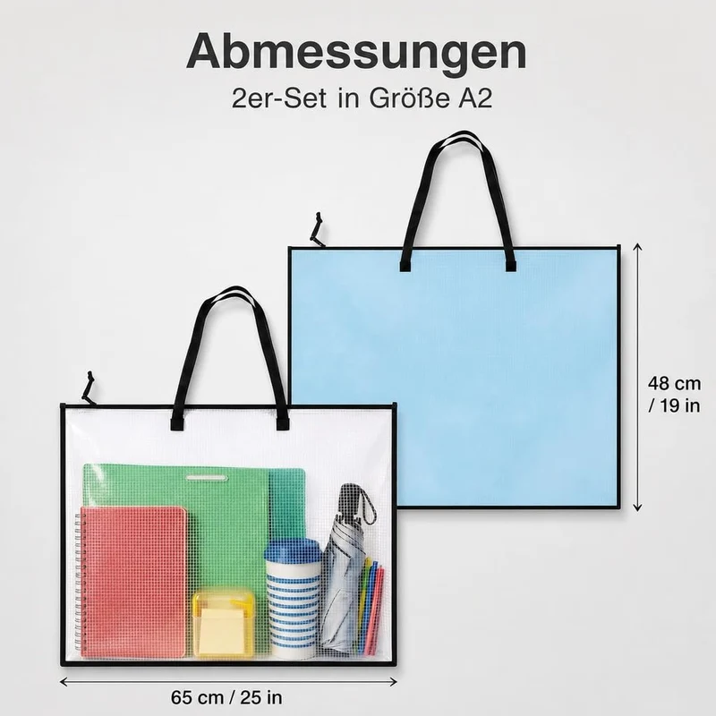 2 Stück Zeichenmappe A2, Sammelmappe mit wasserfester Aufbewahrung, DIN A2 Mappe Mit Reißverschluss, Ideal Zum Organisieren Von Zeichnungen Dokumenten Kunstwerken
