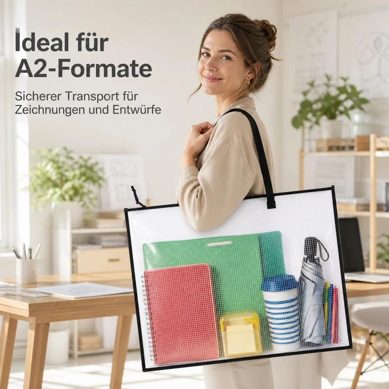 2 Stück Zeichenmappe A2, Sammelmappe mit wasserfester Aufbewahrung, DIN A2 Mappe Mit Reißverschluss, Ideal Zum Organisieren Von Zeichnungen Dokumenten Kunstwerken