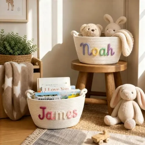 Personalisierter Baumwollkorb Beschrifteter Aufbewahrungskorb Babyzimmer