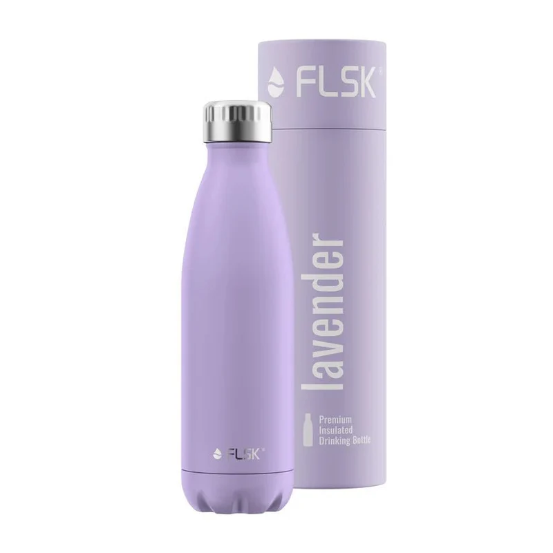FLSK Trinkflasche aus Edelstahl, lavender, 500ml, 25,5cm hoch