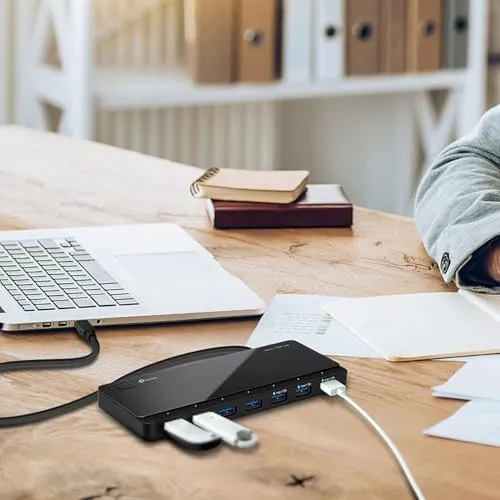 TP-Link UH700 USB 3.0 Hub mit Stromversorgung, 7-Port USB Verteiler & Splitter, idealer USB Adapter mehrfach für Windows, Mac, Chrome & Linux OS, mit Netzteil & EIN/Aus-Schalter