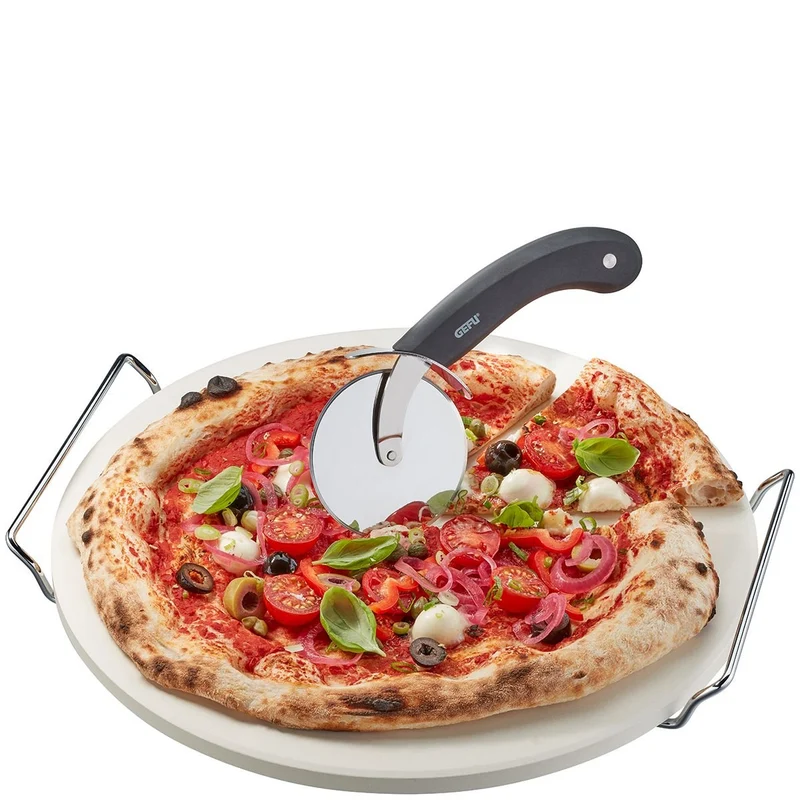 Gefu, Pizzastein mit Gestell + Pizzaschneider Darioso, rund D