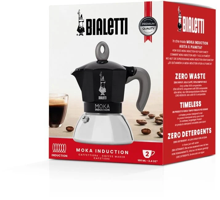 Bialetti 'Moka Induction, Espressokocher Schwarz, 100ml/ 2 Tassen'