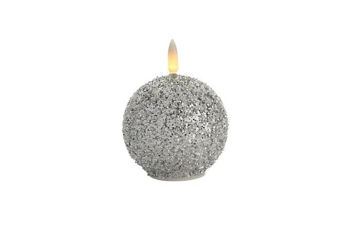 Seoul Glaskugel mit LED, Gift Company, Perlen, Glitzer, silber