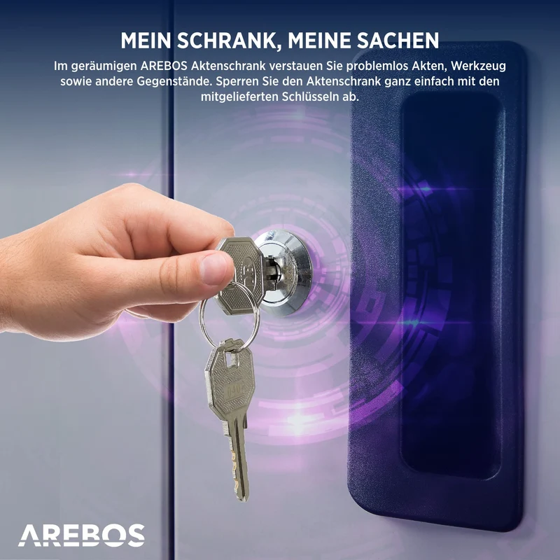Arebos Aktenschrank Büroschrank Lagerschrank Materialschrank Stahlschrank