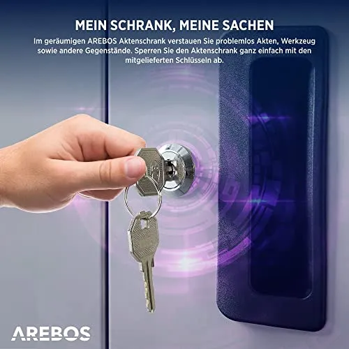 Arebos Aktenschrank Büroschrank Lagerschrank Materialschrank Stahlschrank