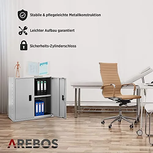 Arebos Aktenschrank Büroschrank Lagerschrank Materialschrank Stahlschrank