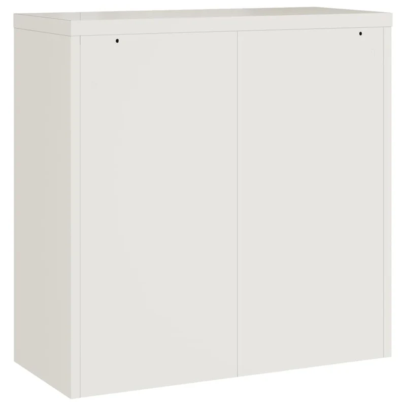 Aktenschrank Weiß 90x40x90 cm aus pulverbeschichtetem Stahl mit 2 Einlegeböden abschließbar Büroschrank für Büro, Arbeitszimmer, Homeoffice zur sicheren Archivierung von Dokumenten und