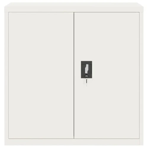 Aktenschrank Weiß 90x40x90 cm aus pulverbeschichtetem Stahl mit 2 Einlegeböden abschließbar Büroschrank für Büro, Arbeitszimmer, Homeoffice zur sicheren Archivierung von Dokumenten und