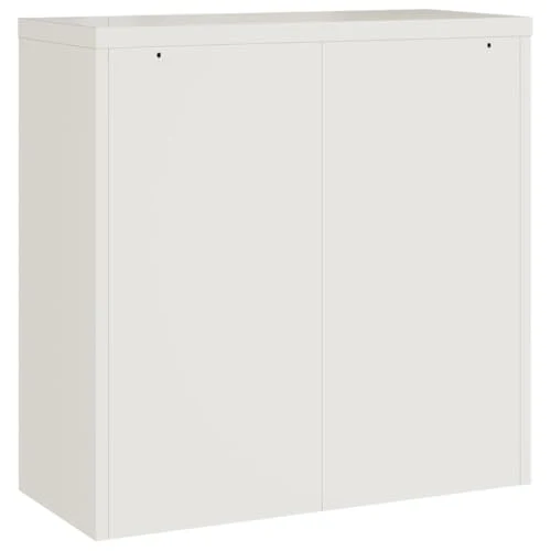 Aktenschrank Weiß 90x40x90 cm aus pulverbeschichtetem Stahl mit 2 Einlegeböden abschließbar Büroschrank für Büro, Arbeitszimmer, Homeoffice zur sicheren Archivierung von Dokumenten und