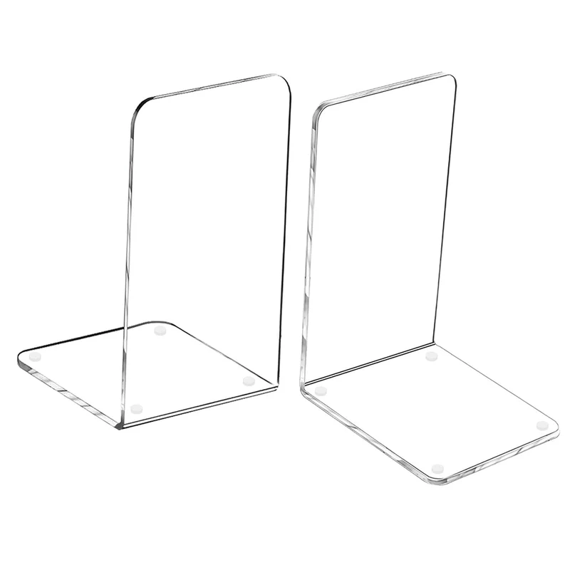 Buchstütze, MerryNine 2 Stück Acryl Transparente Buchstützen mit Rutschfester Auflage für Bücherregal Büro Schule Bibliothek