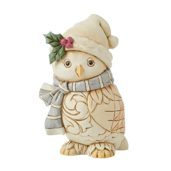 Jim Shore - Figur 'White Woodland Owl with Scarf Figurine - Weiße Waldkauz mit Schal Figur - 12cm' 2024