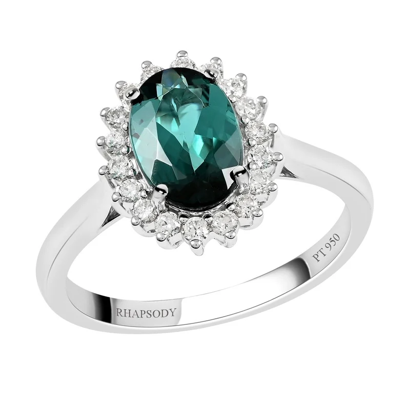 Rhapsody AAAA Indicolith und weißer Diamant-Ring, VS E-F, 950 Platin ca. 1.55 ct