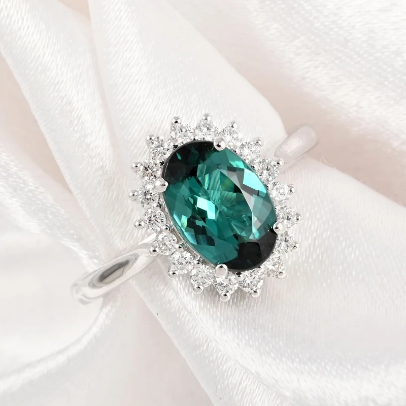 Rhapsody AAAA Indicolith und weißer Diamant-Ring, VS E-F, 950 Platin ca. 1.55 ct