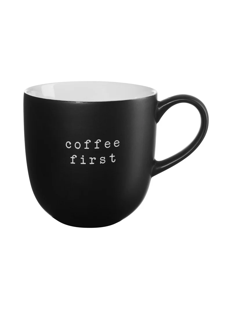 ASA 'Henkelbecher "Coffee first hey"'
